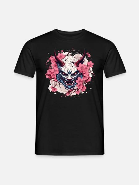 Japanese Hannya Demon Samurai Warrior Oni Mask - Men's T-Shirt - black