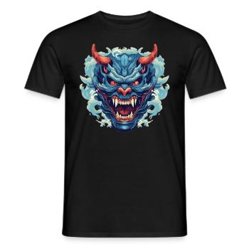 Japanese Hannya Demon Samurai Warrior Oni Mask - Men's T-Shirt - black - Front - AI Model Male 178 light (178cm)