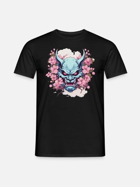Japanese Hannya Demon Samurai Warrior Oni Mask - Men's T-Shirt - black