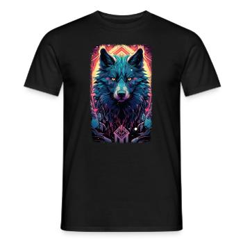 Spirit Wolf Fox Aesthetic Japanese Kitsune - Men's T-Shirt - black - Front - AI Model Male 178 light (178cm)