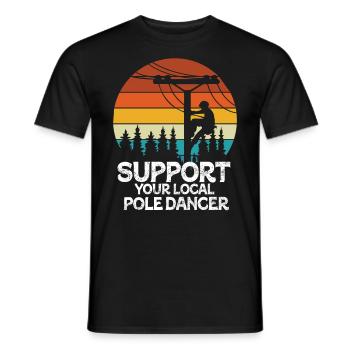 American Lineman Powerline Worker Design - Men's T-Shirt - black - Front - AI Model Male 178 light (178cm)