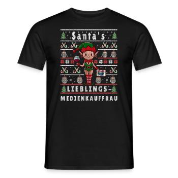Noël moche L’ATTACHÉ DE PRESSE PRÉFÉRÉ DU PÈRE NOËL - T-shirt homme - noir - Devant - AI Model Male 178 light (178cm)