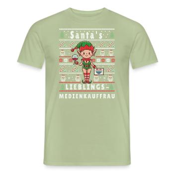 Noël moche L’ATTACHÉ DE PRESSE PRÉFÉRÉ DU PÈRE NOËL - T-shirt homme - vert sauge - Devant - AI Model Male 178 light (178cm)