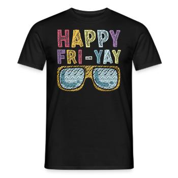 Happy Fri Yay Teacher Weekend Funny Meme - Men's T-Shirt - black - Front - AI Model Male 178 light (178cm)
