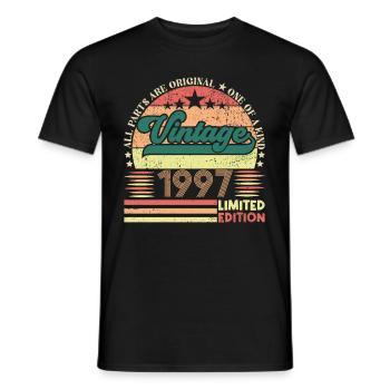 Cadeau d’anniversaire Retro 1997. Vintage 1997. - T-shirt homme - noir - Devant - AI Model Male 178 light (178cm)