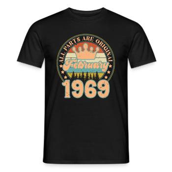 February 1969. February 1969 Birthday Gift. - Men's T-Shirt - black - Front - AI Model Male 178 light (178cm)