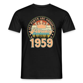 Février 1959. Cadeau d’anniversaire février 1959. - T-shirt homme - noir - Devant - AI Model Male 178 light (178cm)
