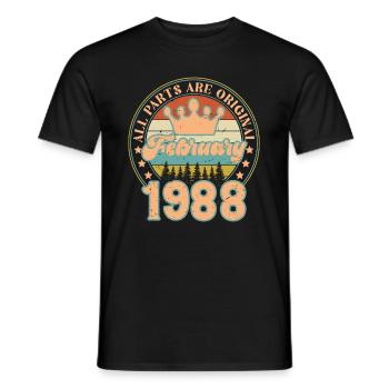 Février 1988. Cadeau d’anniversaire février 1988. - T-shirt homme - noir - Devant - AI Model Male 178 light (178cm)