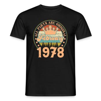 Februar 1978. Februar 1978 Geburtstagsgeschenk. - Männer T-Shirt - Schwarz - Vorne - AI Model Male 178 light (178cm)