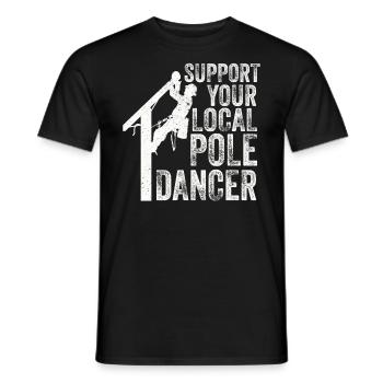 Soutenez votre monteur de lignes Pole Dancer local - T-shirt homme - noir - Devant - AI Model Male 178 light (178cm)