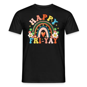 Happy Fri Yay Teacher Weekend Funny Meme - Men's T-Shirt - black - Front - AI Model Male 178 light (178cm)