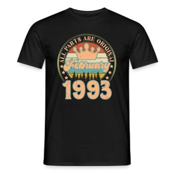 Février 1993. Cadeau d’anniversaire février 1993. - T-shirt homme - noir - Devant - AI Model Male 178 light (178cm)