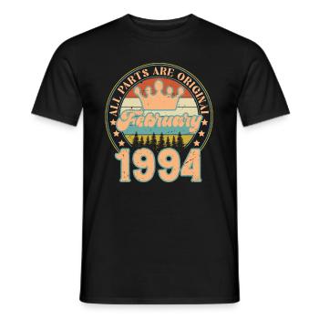Février 1994. Cadeau d’anniversaire février 1994. - T-shirt homme - noir - Devant - AI Model Male 178 light (178cm)