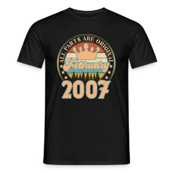 Februar 2007. Februar 2007 Geburtstagsgeschenk. - Männer T-Shirt - Schwarz - Vorne - AI Model Male 178 light (178cm)