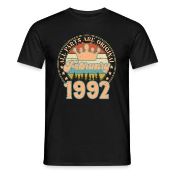 Februar 1992. Februar 1992 Geburtstagsgeschenk. - Männer T-Shirt - Schwarz - Vorne - AI Model Male 178 light (178cm)