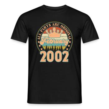 February 2002. February 2002 Birthday Gift. - Men's T-Shirt - black - Front - AI Model Male 178 light (178cm)