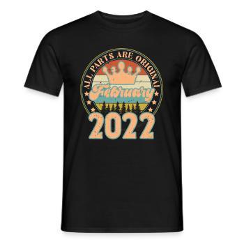 Février 2022. Cadeau d’anniversaire février 2022. - T-shirt homme - noir - Devant - AI Model Male 178 light (178cm)
