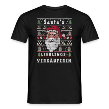 Noël moche LA VENDEUSE PRÉFÉRÉE DU PÈRE NOËL - T-shirt homme - noir - Devant - AI Model Male 178 light (178cm)