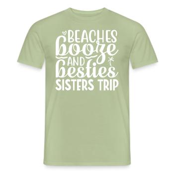 Plages, boissons alcoolisées et voyages des meilleures amies - T-shirt homme - vert sauge - Devant - AI Model Male 178 light (178cm)