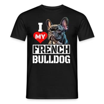 Ich Liebe meine Französische Bulldogge - Männer T-Shirt - Schwarz - Vorne - AI Model Male 178 light (178cm)