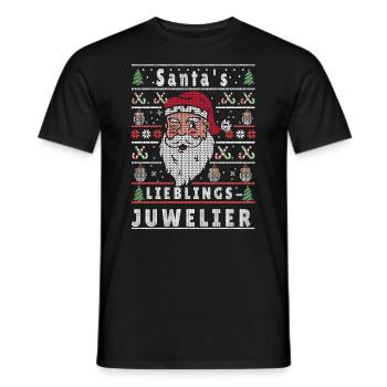Ugly Christmas SANTA'S FAVORITE JEWELER - Men's T-Shirt - black - Front - AI Model Male 178 light (178cm)