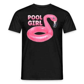 Pool Girl Flamingo Floatie Swimming Pool - Men's T-Shirt - black - Front - AI Model Male 178 light (178cm)