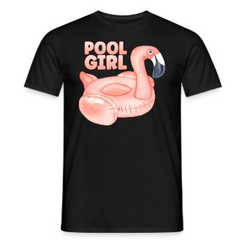 Pool Girl Flamingo Floatie Swimming Pool - Men's T-Shirt - black - Front - AI Model Male 178 light (178cm)