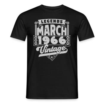 Cadeau Vintage Anniversaire mars 1966, mars 1966. - T-shirt homme - noir - Devant - AI Model Male 178 light (178cm)