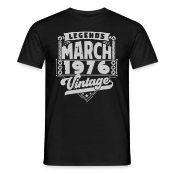 Cadeau Vintage Anniversaire mars 1976, mars 1976. - T-shirt homme - noir - Devant - AI Model Male 178 light (178cm)