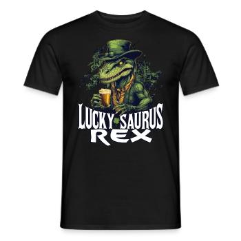 St. Patrick's Day Lucky Saurus Rex Dinosaurier - Männer T-Shirt - Schwarz - Vorne - AI Model Male 178 light (178cm)