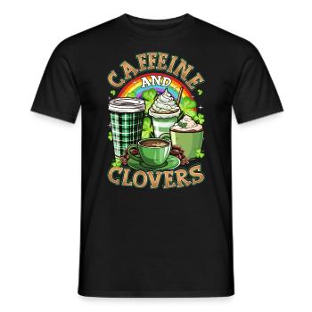 St. Patrick's Day Kaffee, Koffein und Klee - Männer T-Shirt - Schwarz - Vorne - AI Model Male 178 light (178cm)