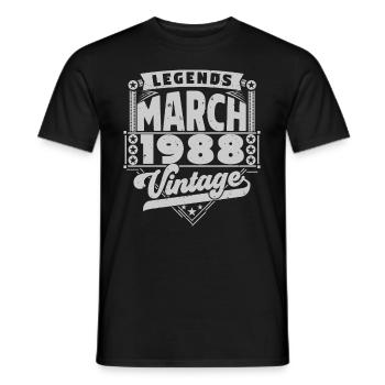 Cadeau Vintage Anniversaire mars 1988, mars 1988. - T-shirt homme - noir - Devant - AI Model Male 178 light (178cm)