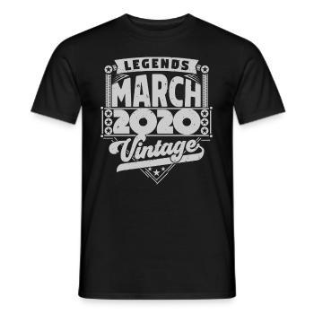 Cadeau Vintage Anniversaire mars 2020, mars 2020. - T-shirt homme - noir - Devant - AI Model Male 178 light (178cm)