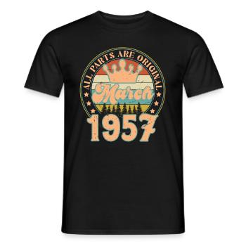 März 1957. März 1957 Geburtstagsgeschenk. März. - Männer T-Shirt - Schwarz - Vorne - AI Model Male 178 light (178cm)