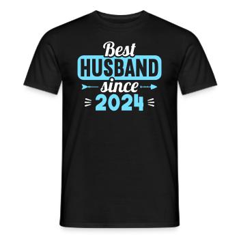 Meilleur mari depuis 2024 1er anniversaire de mariage - T-shirt homme - noir - Devant - AI Model Male 178 light (178cm)