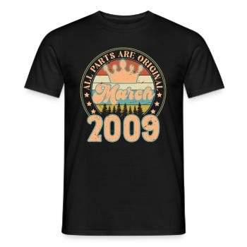 March 2009. March 2009 Birthday Gift. March. - Men's T-Shirt - black - Front - AI Model Male 178 light (178cm)