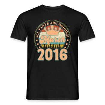 Mars 2016. Cadeau d’anniversaire mars 2016. March. - T-shirt homme - noir - Devant - AI Model Male 178 light (178cm)