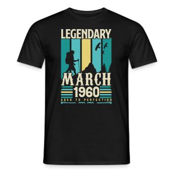 March 1960 Birthday,Vintage March 1960 Gift. - Men's T-Shirt - black - Front - AI Model Male 178 light (178cm)