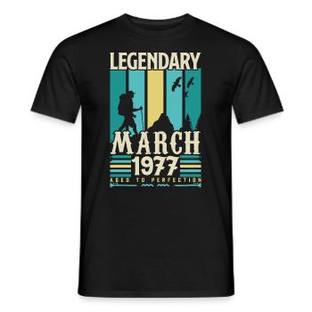 March 1977 Birthday, March 1977 Vintage Gift. - Men's T-Shirt - black - Front - AI Model Male 178 light (178cm)