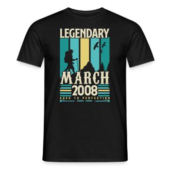 Birthday March 2008, Vintage Gift March 2008. - Men's T-Shirt - black - Front - AI Model Male 178 light (178cm)