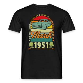 March 1951, March 1951, March 1951. - Men's T-Shirt - black - Front - AI Model Male 178 light (178cm)