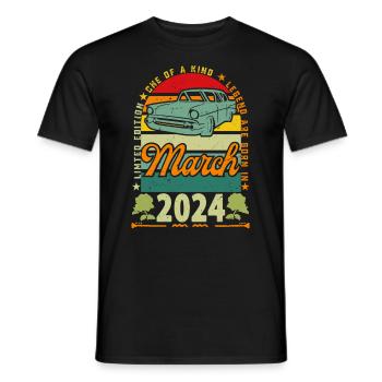 anniversaire mars 2024, Mars 2024, March 2024. - T-shirt homme - noir - Devant - AI Model Male 178 light (178cm)