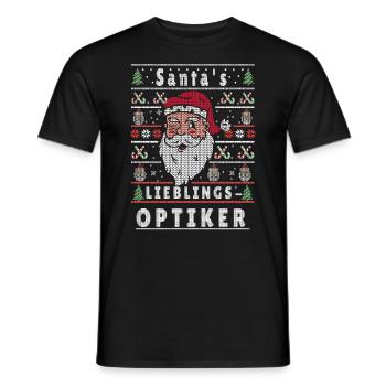 Ugly Christmas SANTA'S FAVORITE OPTICIAN - Men's T-Shirt - black - Front - AI Model Male 178 light (178cm)