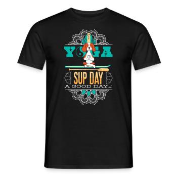 SUP paddleboarding Stand Up Paddle Hunde Yoga - Männer T-Shirt - Schwarz - Vorne - AI Model Male 178 light (178cm)