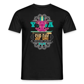 SUP paddleboarding Stand Up Paddle Axolots Yoga - Men's T-Shirt - black - Front - AI Model Male 178 light (178cm)