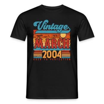 March 2004, March 2004 Vintage Anniversary Gift. - Men's T-Shirt - black - Front - AI Model Male 178 light (178cm)