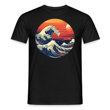 Große Welle The Great Wave Kanagawa - Men's T-Shirt - black - Front - AI Model Male 178 light (178cm)