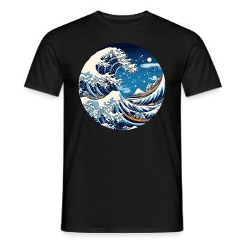 Große Welle The Great Wave Kanagawa - Men's T-Shirt - black - Front - AI Model Male 178 light (178cm)