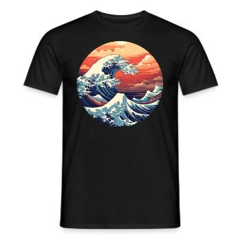 Große Welle The Great Wave Kanagawa - Männer T-Shirt - Schwarz - Vorne - AI Model Male 178 light (178cm)