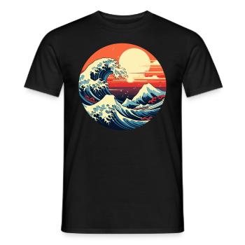 Große Welle The Great Wave Kanagawa - Men's T-Shirt - black - Front - AI Model Male 178 light (178cm)
